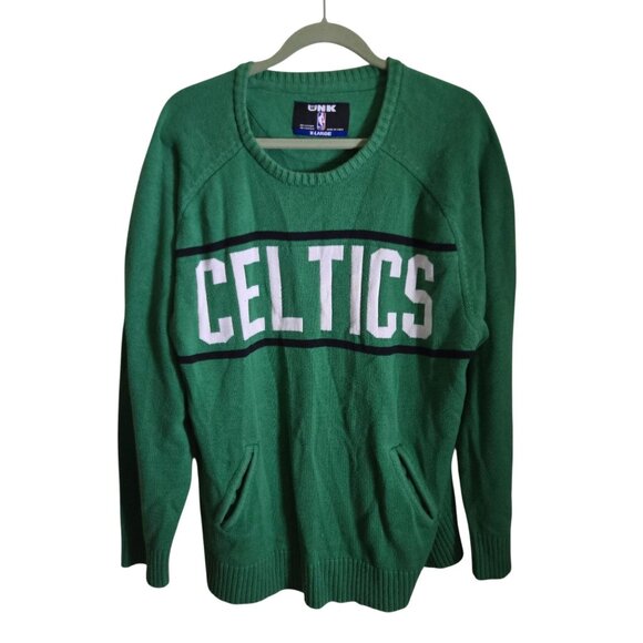 UNK Celtics Green Crewneck Cotton Blend Sweater Logo Pockets Size XL - Picture 2 of 8